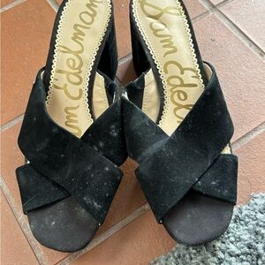 Sam Edelman Black Mules with X-Strap Design